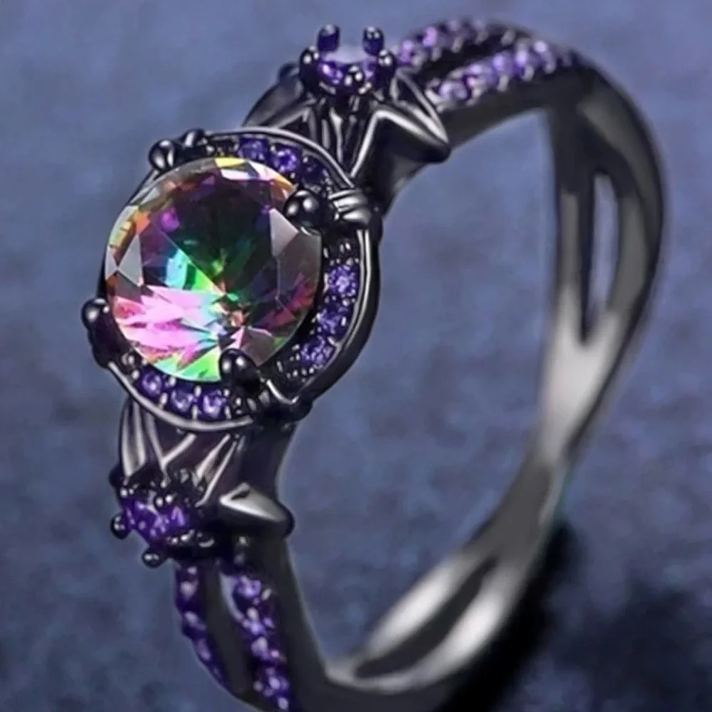 Mystical Fantasy Core Aurora Fierce Purple Dragon Goth Core Ring - Picture 2 of 4